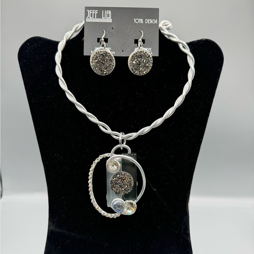 Jeff Lieb handcrafted necklace and earring set with Swarovski crystals